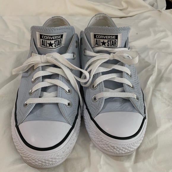 baby blue leather converse